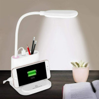 Акумуляторна настільна LED лампа DESK LAMP c USB виходом, органайзером та підставкою для смартфона 1200 мАг