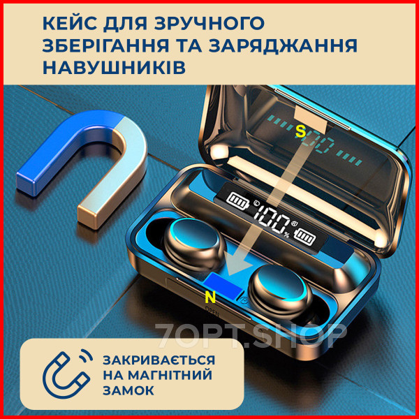 Бездротові Навушники True Wireless TWS F9-5C Bluetooth із цифровим зарядним павербанком