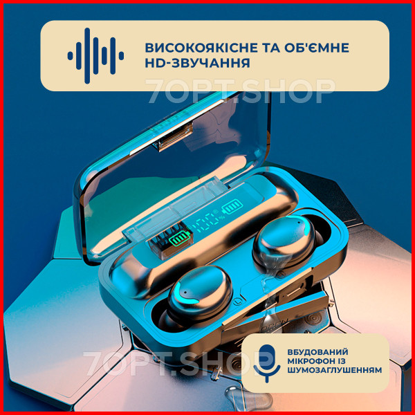 Бездротові Навушники True Wireless TWS F9-5C Bluetooth із цифровим зарядним павербанком