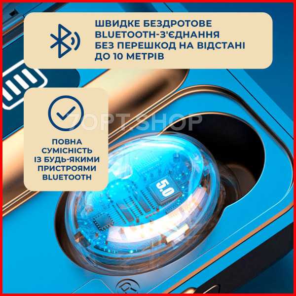 Бездротові Навушники True Wireless TWS F9-5C Bluetooth із цифровим зарядним павербанком