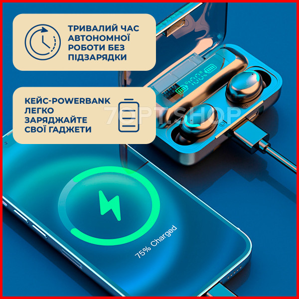 Бездротові Навушники True Wireless TWS F9-5C Bluetooth із цифровим зарядним павербанком