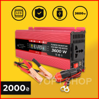 Інвертор напруги автомобільний з дисплеєм 12/220V 3600 Вт, модифікована синусоїда
