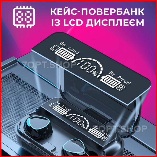 Бездротові навушники TWS Bluetooth 5.1 True Wireless M10 з повербанком