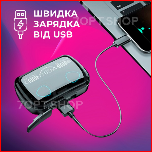 Бездротові навушники TWS Bluetooth 5.1 True Wireless M10 з повербанком