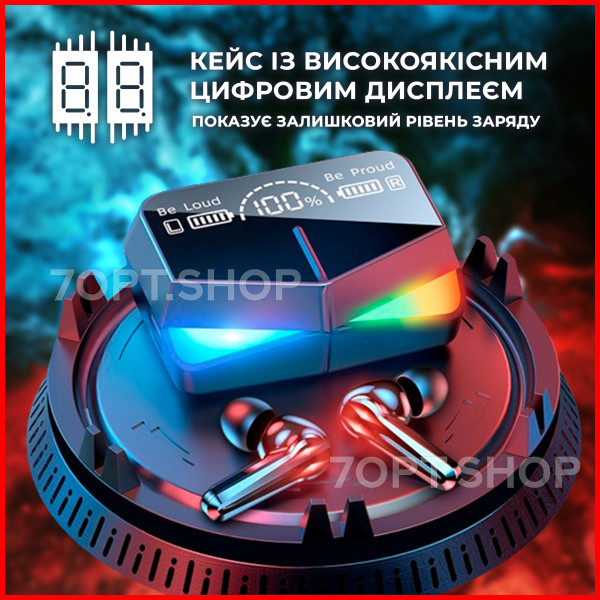 Бездротові TWS навушники M28 із зарядним кейсом ігрові Bluetooth 5.3