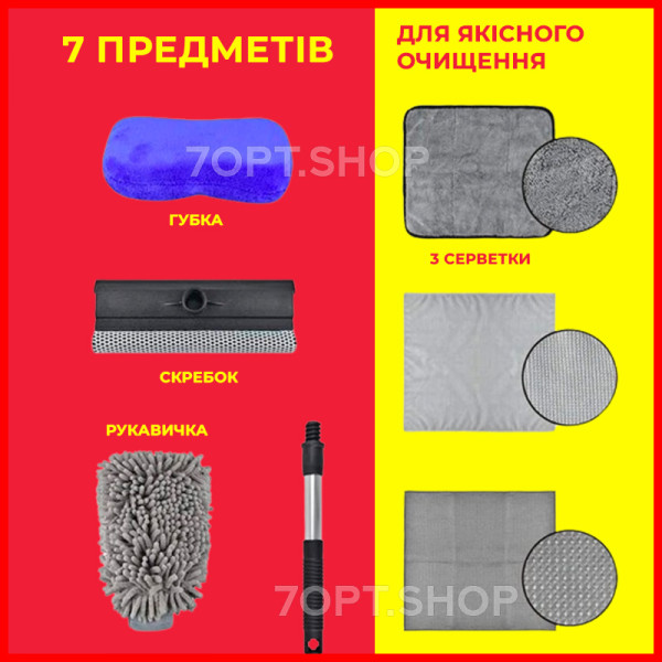 Набір для миття машини: акумуляторна ручна мийка високого тиску + набір для догляду за автомобілем 7в1