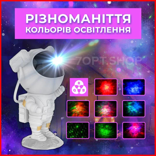 Лазерний проектор-нічник "Астронавт" + ПОДАРУНОК Бездротові навушники з RGB вушками VZ23/P47 та Співаючий та танцюючий кактус Dancing Cactus